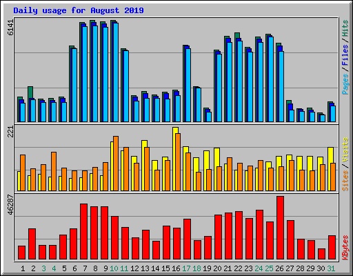 Daily usage for August 2019